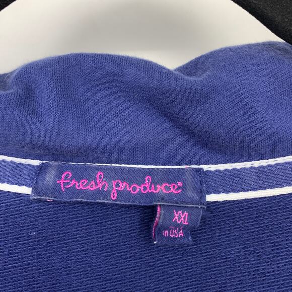 Fresh Produce Button Front Collared Shirt Womens Size XXL Blue 3/4 Sleeve - Picture 5 of 6